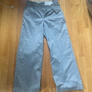 H&M High Waisted Straight Leg Trousers with Relaxed Fit and Full-Length Design